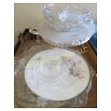 assorted glass candlewick platters