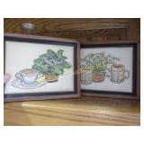 Pr cross stitched framed coffee scenes