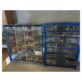 2 small parts bins w contents nuts bolts