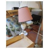 vintage lamps flower placemats wood boxes