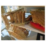 basket wood wine holder placemats
