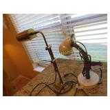 2 desk lamps one brass