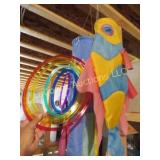 4 garden decor wind sock whirly gig wood parrot