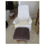 high tufted back rocking chair w stool
