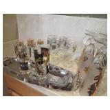 assorted vintage gold silver glassware tray