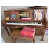 Musette player piano w rolls bench music