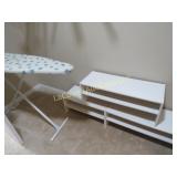 3 shoe racks & ironing board