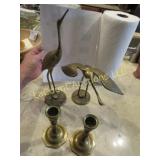 brass birds & candle sticks candle holders