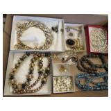 assorted vintage jewelry necklaces pins