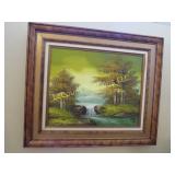 framed painting vivid colors fireplace painting