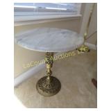 ornate metal base marble top side table