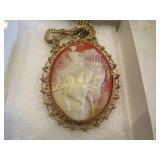 vintage cameo style necklace pin