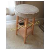 wood upholstered stool