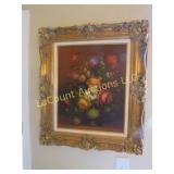 ornately framed floral painting gorgeous