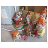 assorted concrete gnome elf garden figures