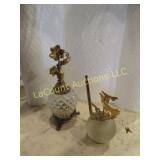 2 vintage pieces perfume bottle dabber pen holder