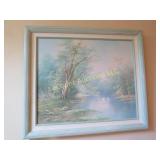framed painting river scene R Danford
