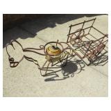 metal donkey w cart planter holder