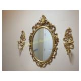 large gold guilded look mirror candle sconces