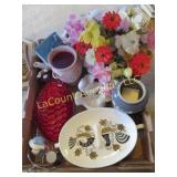 vintage bowl tray doves florals