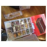 assorted vintage earrings jewelry box book mark