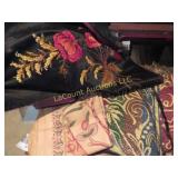 vintage linens tapestry camel pc w silk fringe
