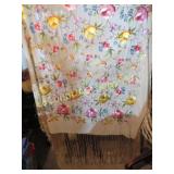 victorian floral 12" fringe table cloth card table