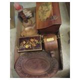 vintage wood decor turtle bank plate box