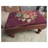 needlepoint foot stool wood base