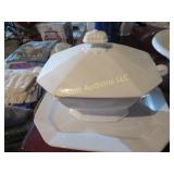 vintage soup tureen w plate white ironstone