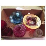 vintage colored glass gold accents ruby glass