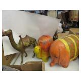 brass camel bank 2 other banks turtle elephant