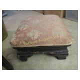 antique foot stool upholstered top wood base