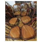 6 vintage caned seat chairs set