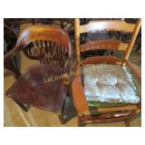 pr eclectic wood chairs both arm chairs 1 rocking