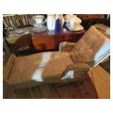 vintage wicker chaise lounge chair w pads cushion