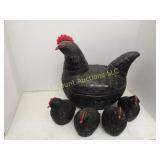 vintage wicker chicken container w 4 babies