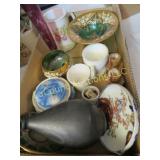 gold & green glass vase misc decor stone candle