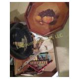 wood decor serving tray Swedish house pottery