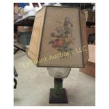 vintage glass table lamp w shade floral