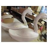 2 large wood swans decor