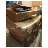 3 vintage suit cases & vanity bag