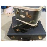 3 vintage suit cases travel vanity case