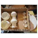 vintage Belleek pieces salts creamer sugar plate