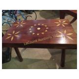 arts & crafts inlaid wood stool
