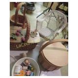 vintage baskets doll wicker chair contents
