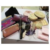 assorted hand bags jewelry bags purse brushes