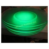 6 green depression uranium glass plates
