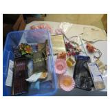 misc smalls brush handkerchiefs plastic baskets