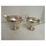 sterling silver creamer sugar dish weighted bases